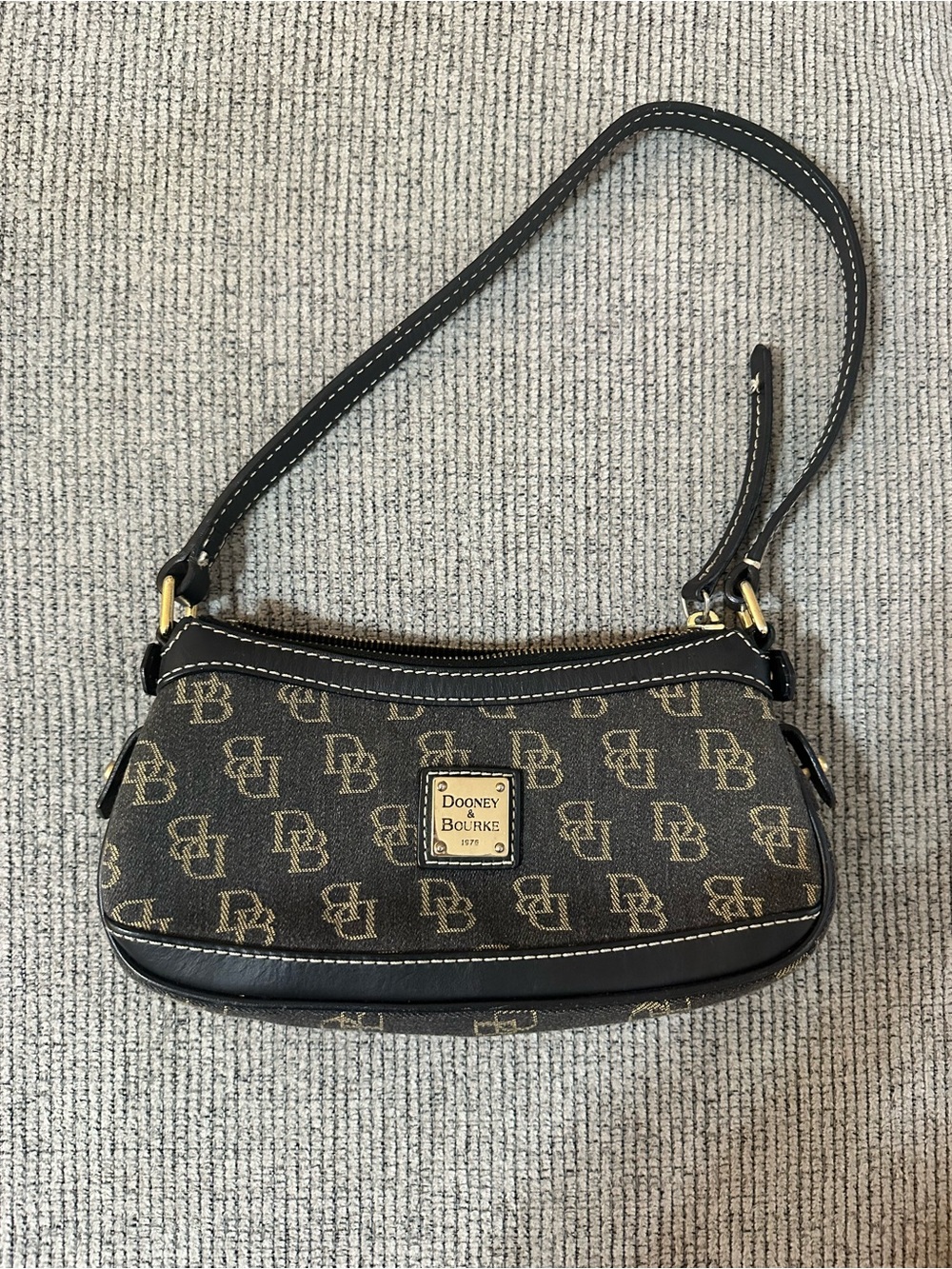 Vintage Dooney & Bourke Brown and Black Monogram Shoulder Bag
